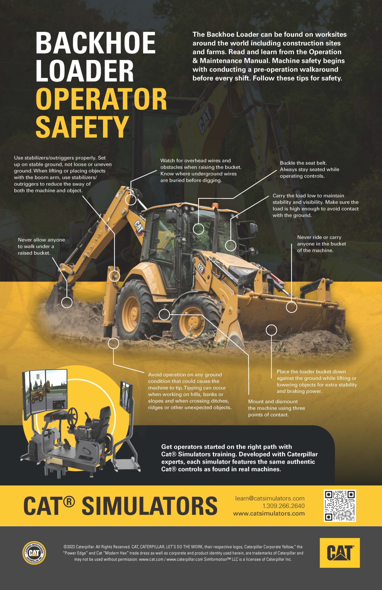 Backhoe Loader Safety Tips Infographic CAT® SIMULATORS