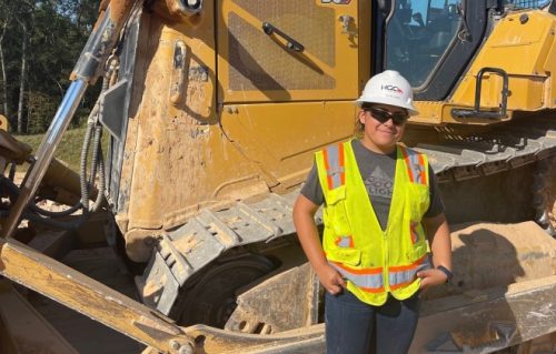 After training on a Cat Simulator, 20-year-old Salma Limon confidently operates dozers on real jobsites and plans to make it her career.